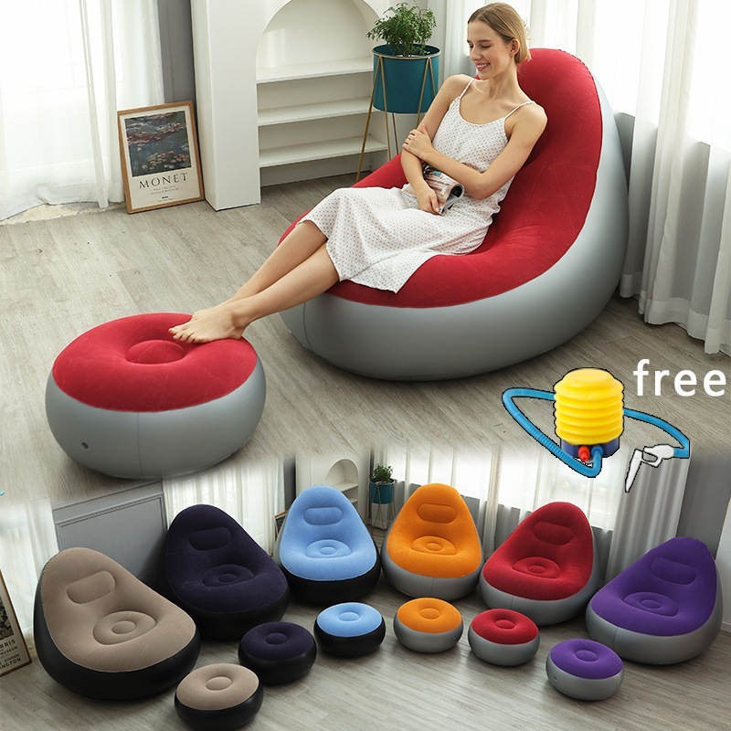 Sofás Preguiçosos Infláveis Dobráveis Reclináveis Sofá-Cama Ao Ar Livre Com Estribos Combinação Confortável Cadeira De V