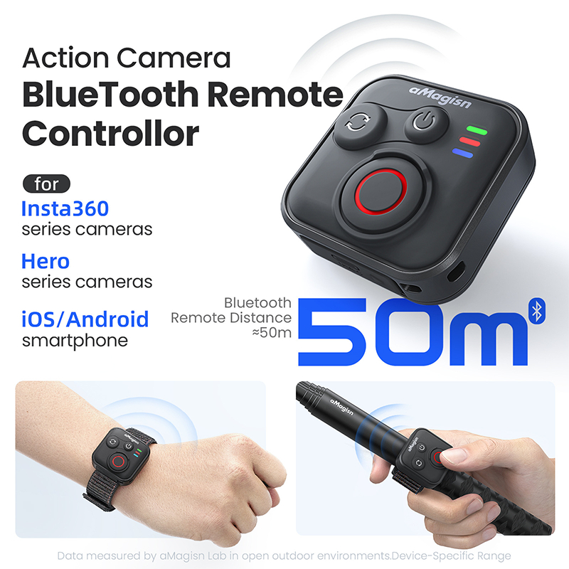 Controle Remoto De Câmera Bluetooth Para Insta360 X5/X4/X3/Ace Pro 2/GoPro Hero 13 12 11/iPhone/Android Smartphone