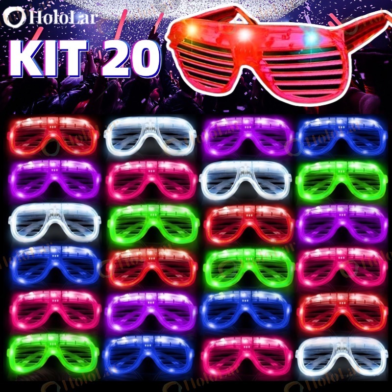 KIT 20/10 Oculos Led Neon de Festa Com 3 Modos Fluorescente Rave Balada Casamento Cosplay-HL em Oferta na Shopee