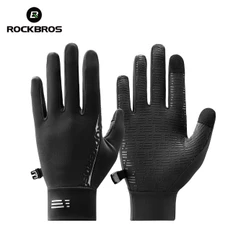 ROCKBROS Ciclismo Luvas De Dedo Longo Grafeno À Prova De Vento Quente Antiderrapante Touchscreen Cheio MTB Acessórios Da