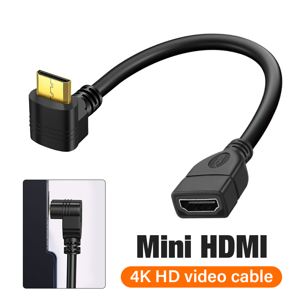 Mini cabo de extensão hdmi para hdmi, adaptador de gênero, ângulo reto de 90 graus, caixa de TV, câmera 4K, 2K, 60hz, co