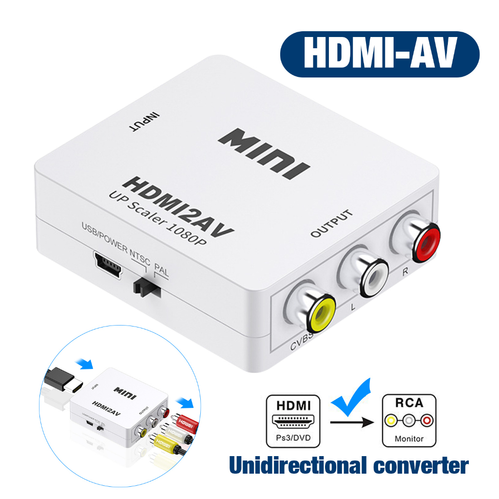Conversor composto HDMI para AV RCA 1080P CVSB Adaptador amplificador de cabo multisaída TV Box HD Conversor de áudio e