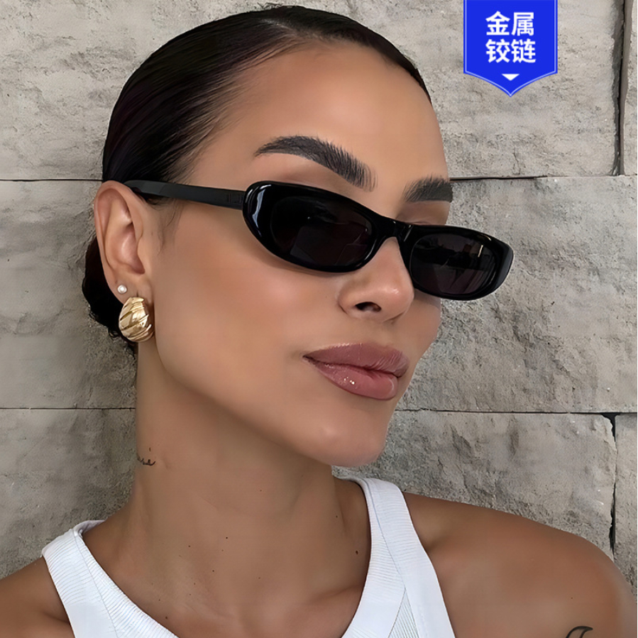 Clássico novo estilo Retro moda venda quente pequeno quadro óculos de sol Oval senhoras Tik Tok influenciador marca uv40
