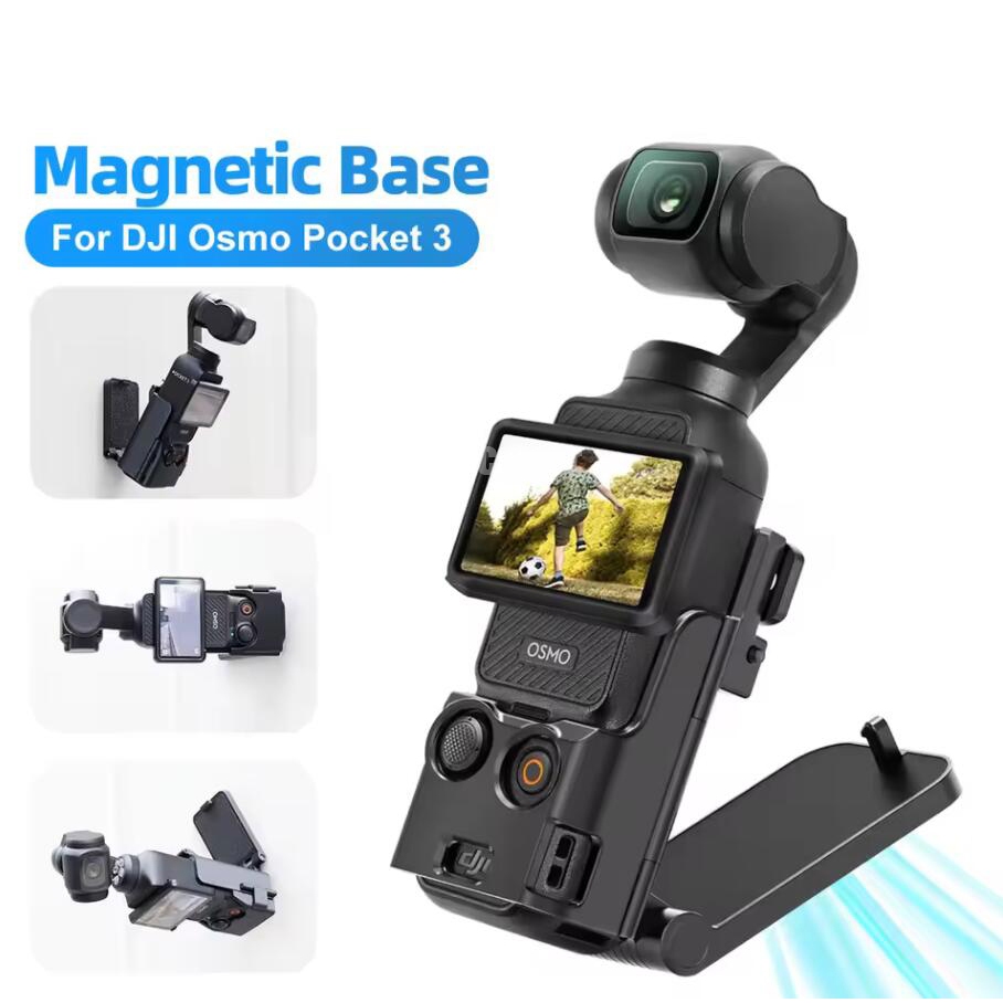 Para DJI Osmo Pocket 4 4P 3 Novo Suporte Magnético Câmera Esportiva Base De Magnética Preta De Plástico De Clipe Ajustáv