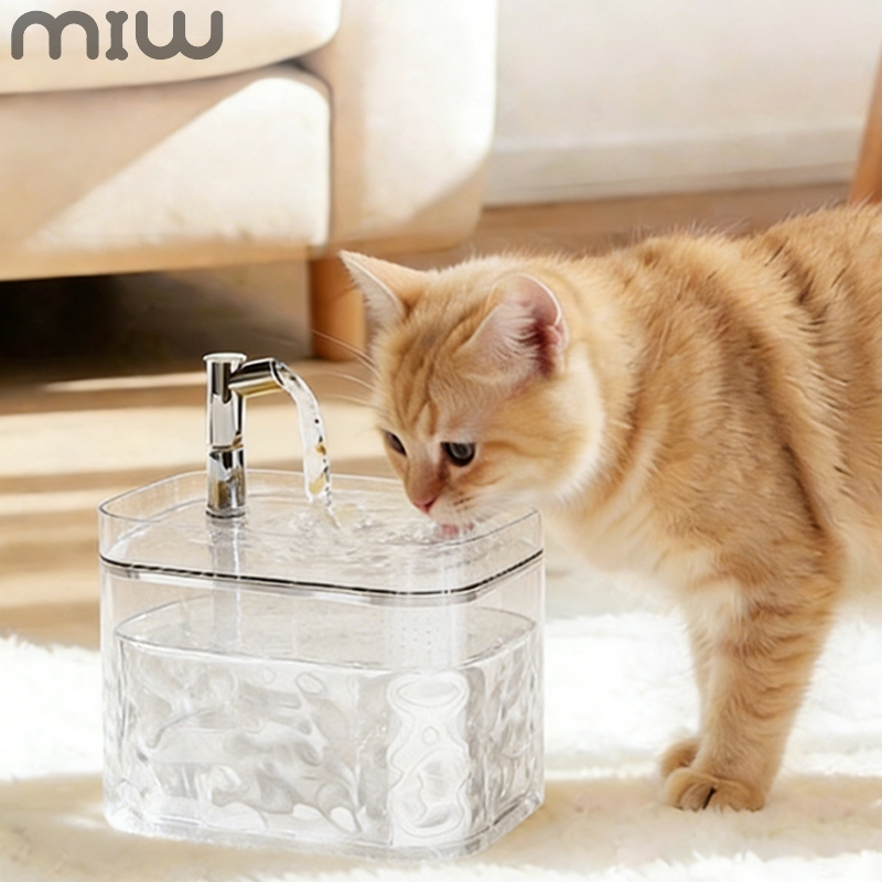 MIW Bebedouro Automático 1,5L Quadrado para Gatos & Cães – Circulação de Água + Filtro, Silencioso