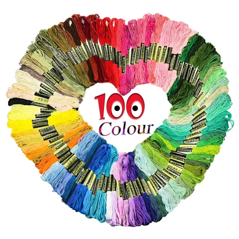 Kit 100 Novelos De Linhas De Bordado Ponto Cruz Artesanato Fio De Poliéster