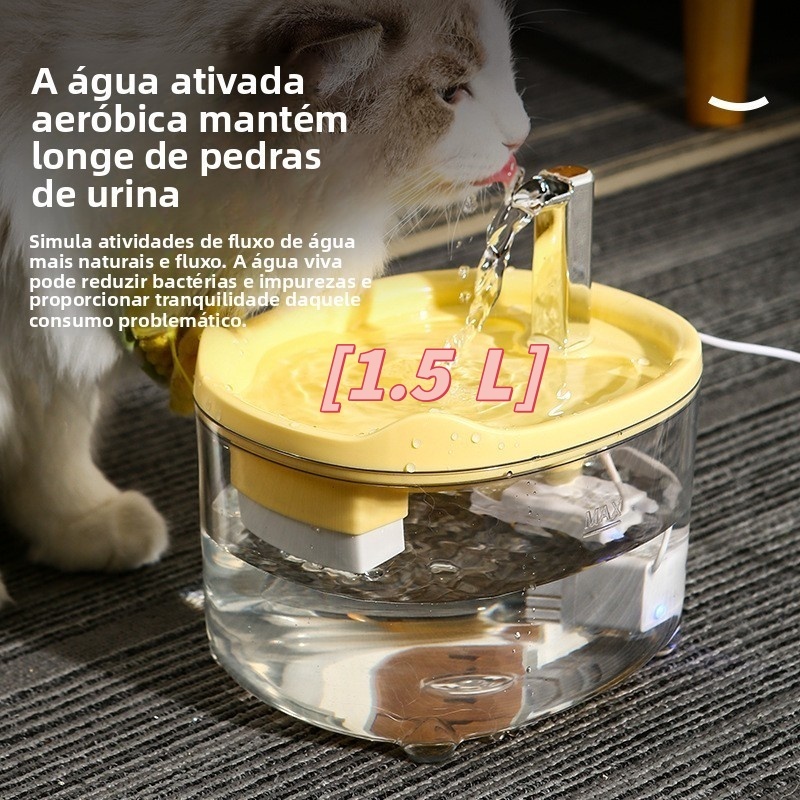 Bebedouro Automático para Gatos e Cães: Circulação de Água com Filtro de 1,5 Litro e Base Segura em Oferta na Shopee