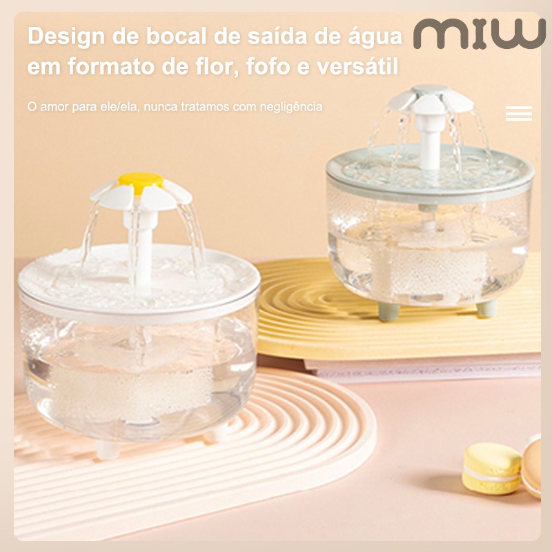MIW Bebedouro Automático para Gatos 1000ml – Dupla Voltagem,Anti-Seco, Bomba Silenciosa E Filtragem Múltipla em Oferta na Shopee
