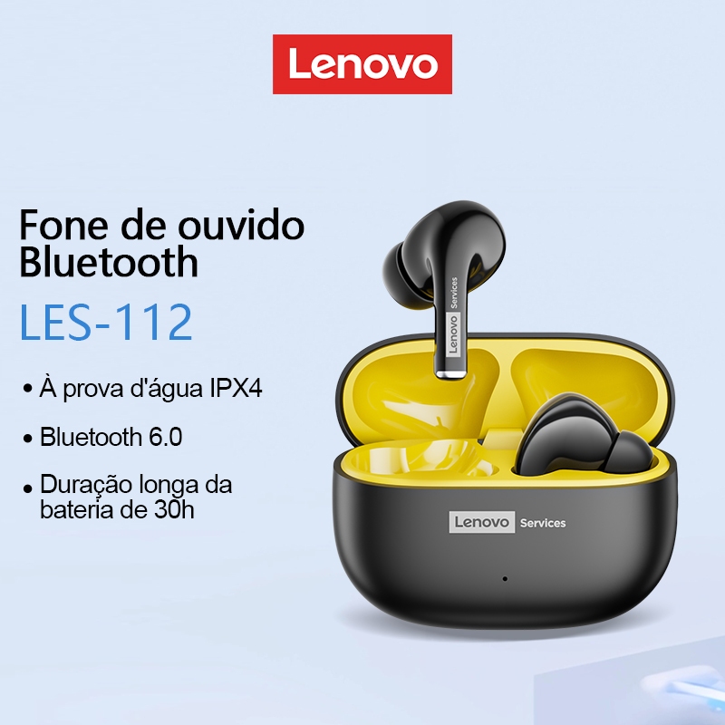 Lenovo LES-112 Fones De Ouvido Bluetooth Alta Fidelidade Efeito Qualidade Som Ul
