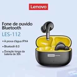 Lenovo LES-112 Fones De Ouvido Bluetooth Alta Fidelidade Efeito Qualidade Som Ultra Baixa Latência Cancelamento Ruído De