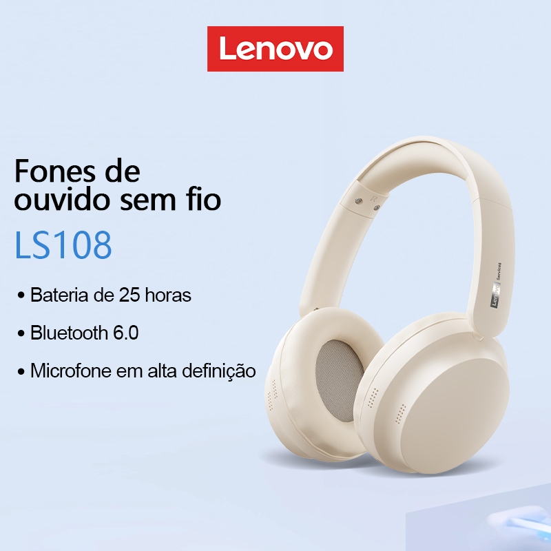 Lenovo LS108 Bluetooth Headhone HIFI Qualidade De Som Redução De Ruído Resistente Ao Suor E Confortável 6.0