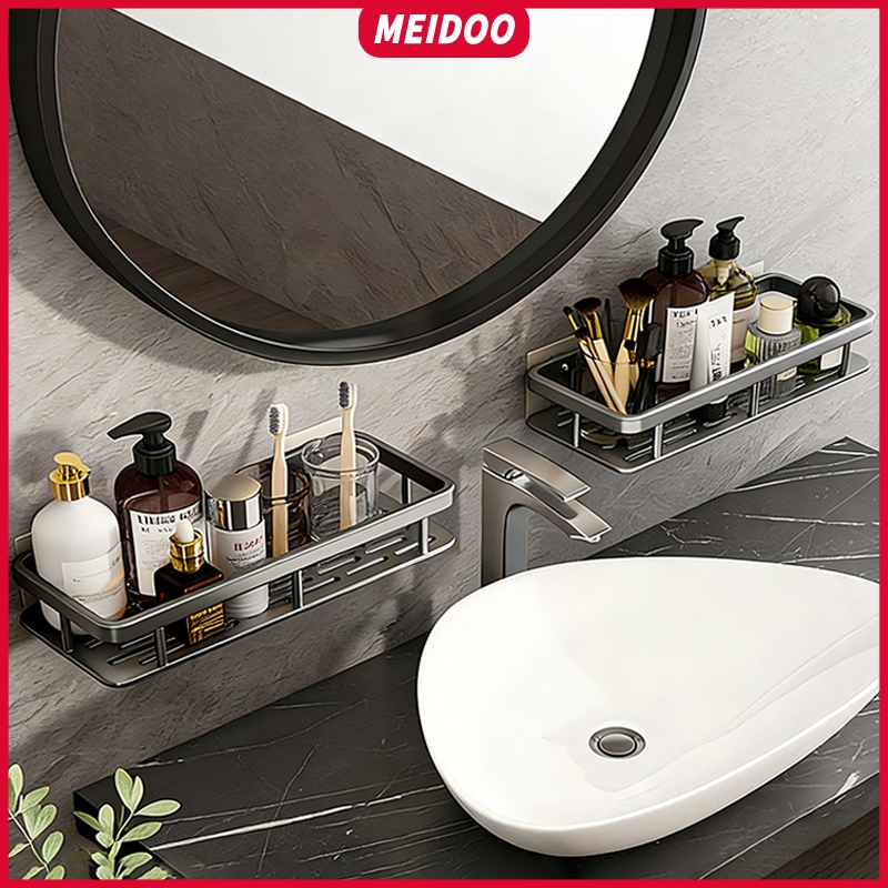 MEIDOO Prateleira para banheiro, porta-adesivos, alumínio à prova d'água, sem necessidade de furar. em Oferta na Shopee