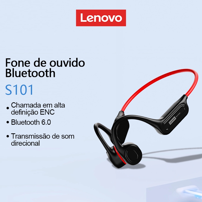 Lenovo S101 Fones De Ouvido Bluetooth De Condução Óssea Chamada De Alta Definição Bateria De Longa Duração Esportes À Pr