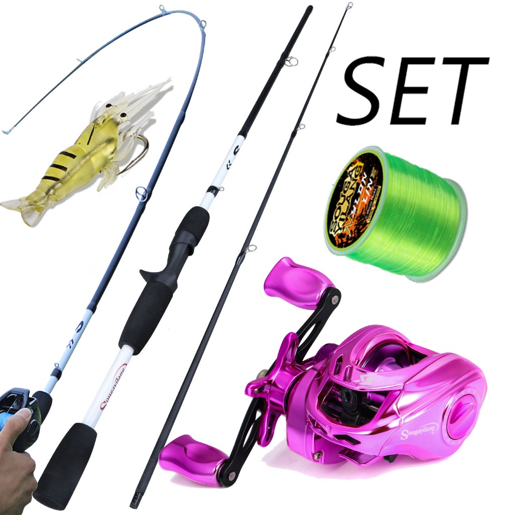 Sougayilang 1.65M Combinação De Pesca De Arremesso 7.2 : 1 Carretel De Alta Velocidade E Vara Carbono Conjunto Completo