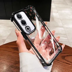 YBD Capa De Telefone Para OPPO A5 A5i Pro A3 2025 Envoltório Completo Minimalista Proteção Anti-Queda Floral Rosa