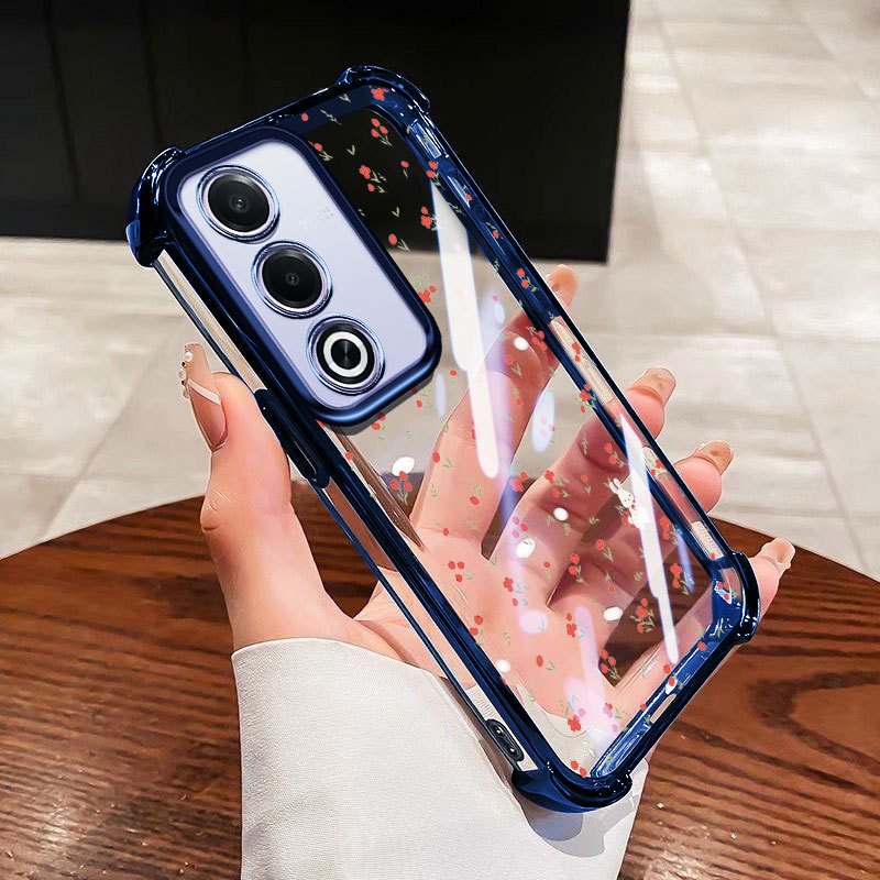YBD Capa De Telefone Para OPPO A5 A5i Pro A3 2025 Envoltório Completo Minimalista Proteção Anti-Queda Floral Rosa — imagem 2 de 2