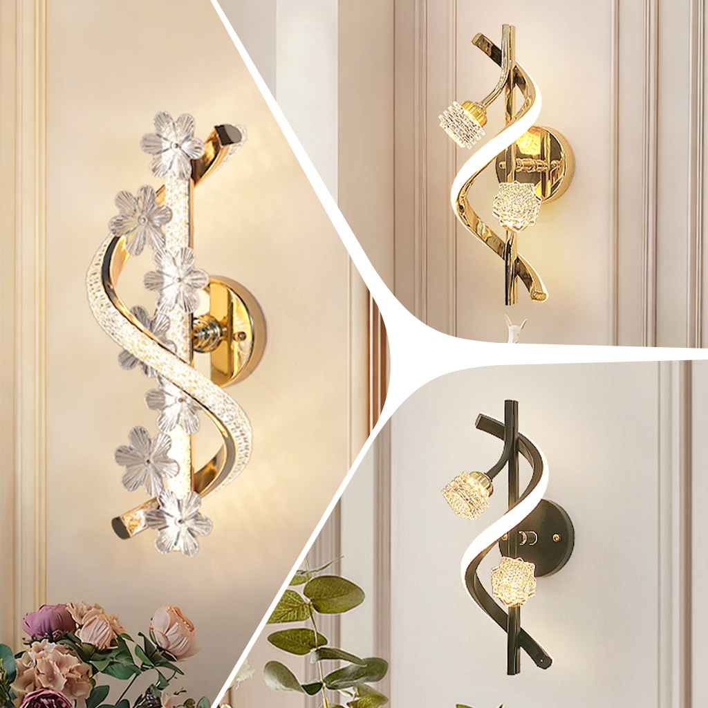 3 Cores 110V-220V Luminária De Parede Quarto Decorativa Cristal LED Decoração Moderna Sala De Estar Corredor em Oferta na Shopee