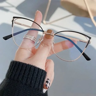 Óculos Anti Luz Azul Coreano Feminino Masculino Moda Cat Eye Fashion Armação de Metal em Oferta na Shopee