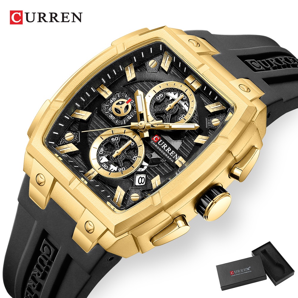 CURREN Relógio Masculino Nova Marca Original Moda Casual Pulseira De Silicone Cr