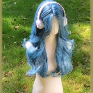 AHOUR1 Perucas De Onda De Corpo Longo , Peruca De Halloween Em Camadas Loiras Azuis Naturais , Lol De Cosplay Encaracola em Oferta na Shopee