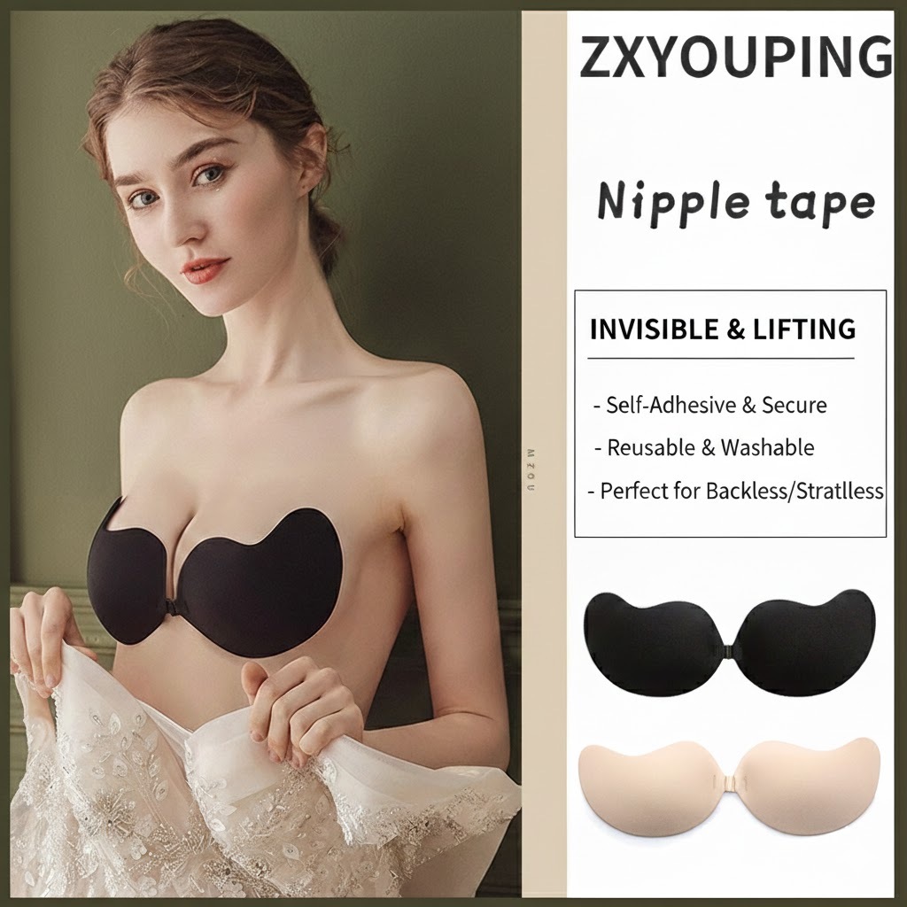 Fita de mamilo e sutiã gancho respirável para vestido sem costas