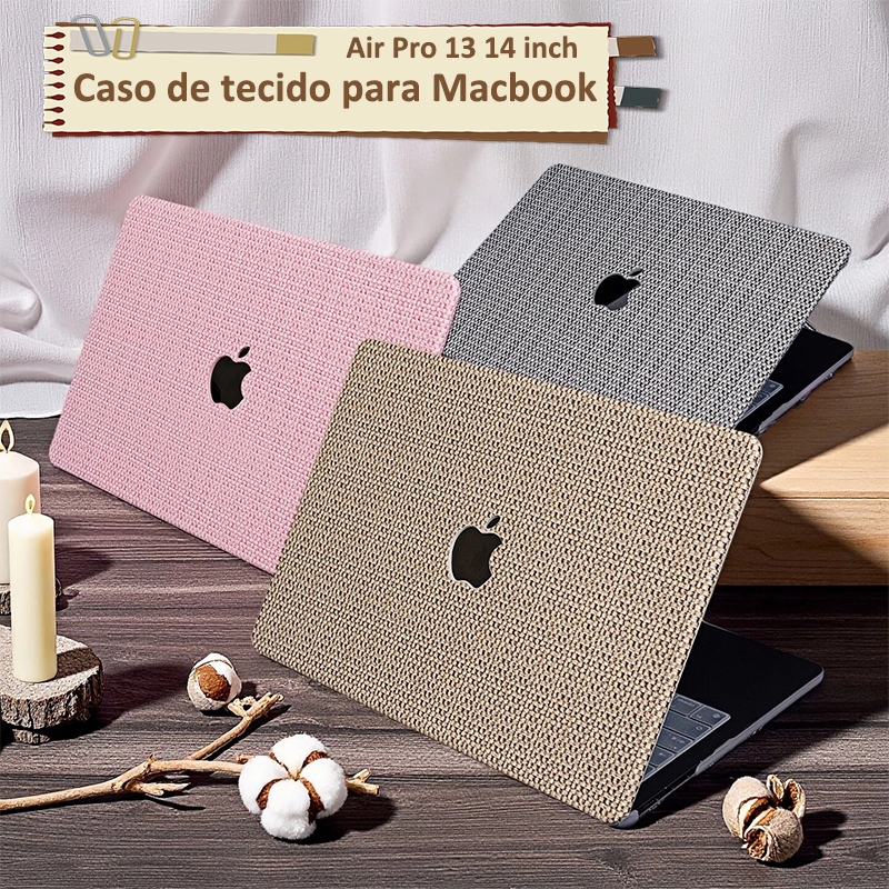 Nova Capa De Couro Tecida Cinza Para Macbook Neo A3404 Air M5 M4 M3 M2 M1 A3113 A2681 Pro 13 14  A2338 A2442 Com Teclado