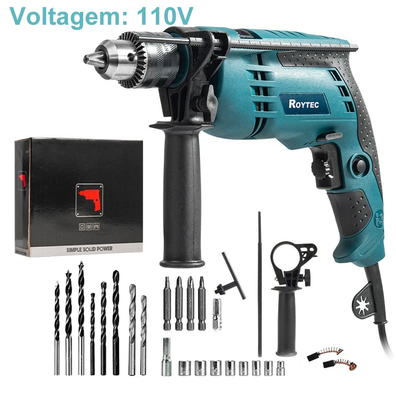 110v Parafusadeira Furadeira elétrica Impacto Profissional 750w Mandril Acessórios Martelete Rompedor