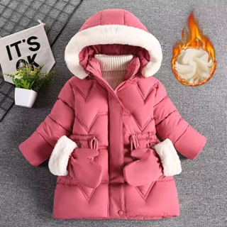 Casaco De Inverno Para Meninas Crianças Engrossado Mais Lã Quente Algodão Luvas Terno Adequado 3-8 Anos De Idade em Oferta na Shopee