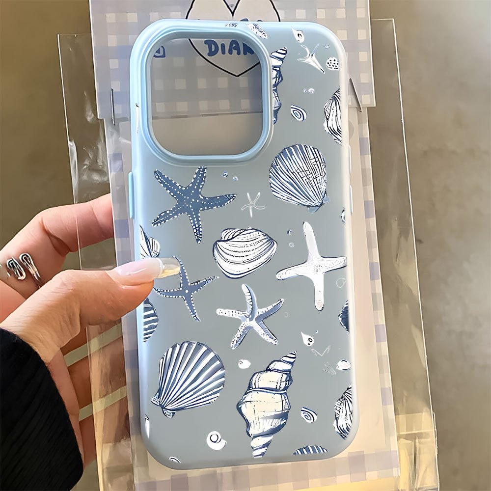 Jelly 2 Em 1 Capa Capinha Silicone Estrela Do Mar Vieiras Para IPhone 13 11 12 14 15 16 17 16e Normal Pro Max Ar Macaron