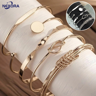Conjunto De Pulseira De Torção Geométrica 5 Peças Para Mulheres Minimalista Empilhável Presente De Joias Da Sorte em Oferta na Shopee