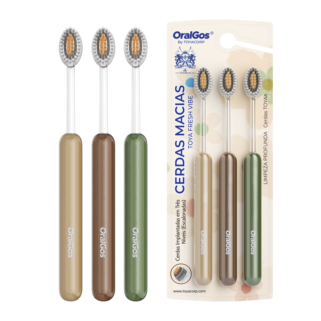 Escova de dentes OralGos Olive - cerdas triplas versão 3.0, potência de limpeza aumenta 15%!, (MISSÃO) Design para muito em Oferta na Shopee