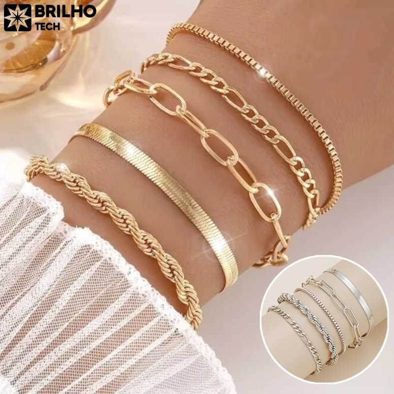 5 Pulseiras De Aço Inoxidável Hipoalergênicas, Resistentes A Manchas E à Prova d'água BT em Oferta na Shopee