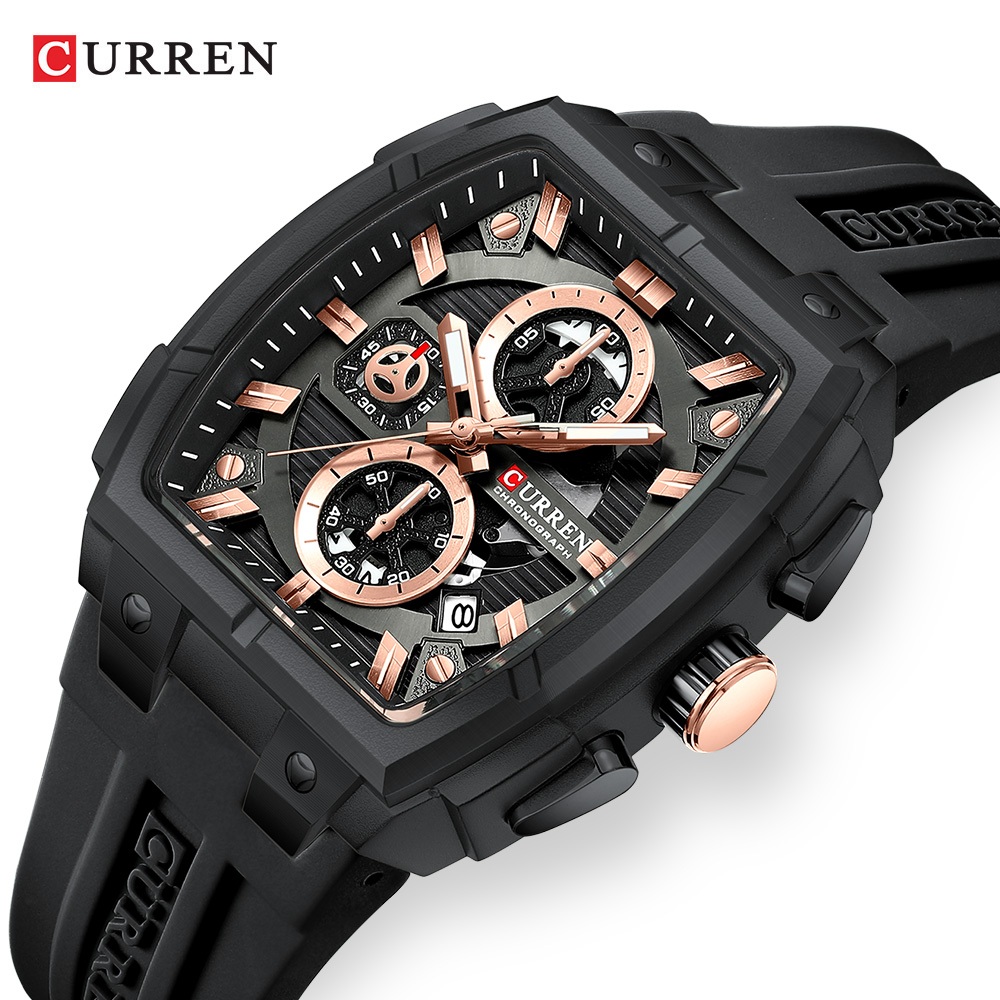CURREN 8488 Relógio De Quartzo Masculino Elegante Casual Com Pulseira De Silicone Para Presente
