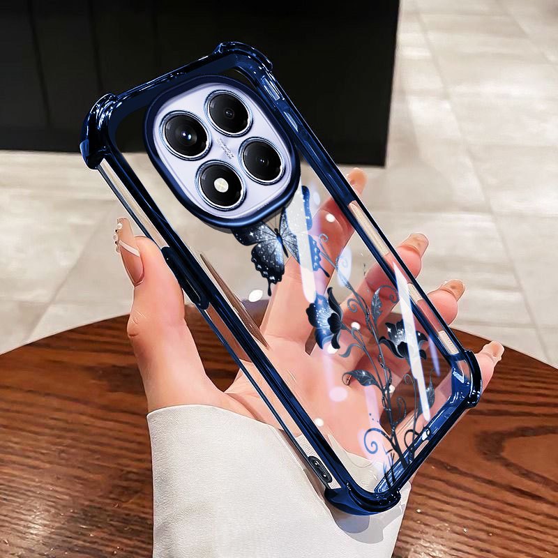 YBD Capa De Telefone Para Redmi Note 15 Pro + 14 Plus Xiaomi POCO X7 M8 Videiras Flores Borboletas Proteção Anti-Queda