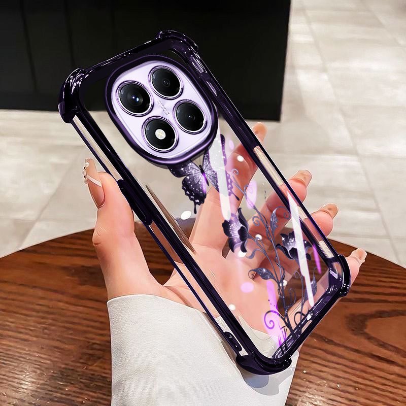 YBD Capa De Telefone Para Redmi Note 15 Pro + 14 Plus Xiaomi POCO X7 M8 Videiras Flores Borboletas Proteção Anti-Queda — imagem 2 de 2