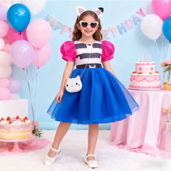 Casa De Bonecas Gabby Da Menina Cosplay Vestido De Princesa De Manga Bufante E Acessórios Roupa De Festa De Carnaval