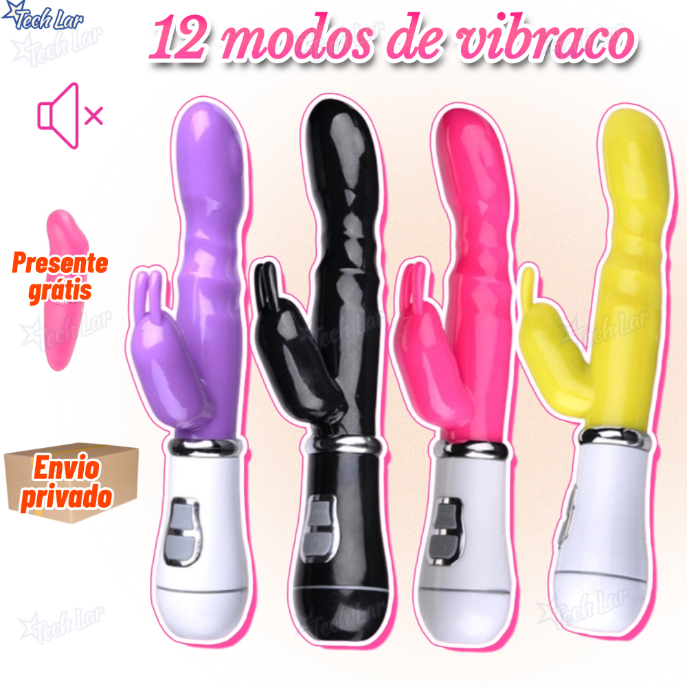 Vibrador RECARREGÁVEL Formato de Coelho Ponto G com Estimulador de Clitoris ZDB-45B TL
