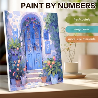 RUOPOTY Imagem Abstrata Por Números DIY Moldura Desenho Porta Azul Presente Personalizado em Oferta na Shopee