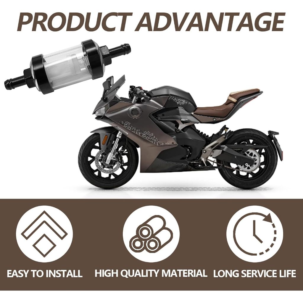 Filtro de Gás Gasolina 8mm CNC Alumínio | Compatível com Moto/Dirt Bike/ATV/Pit Bike | Acessório de Motocicleta