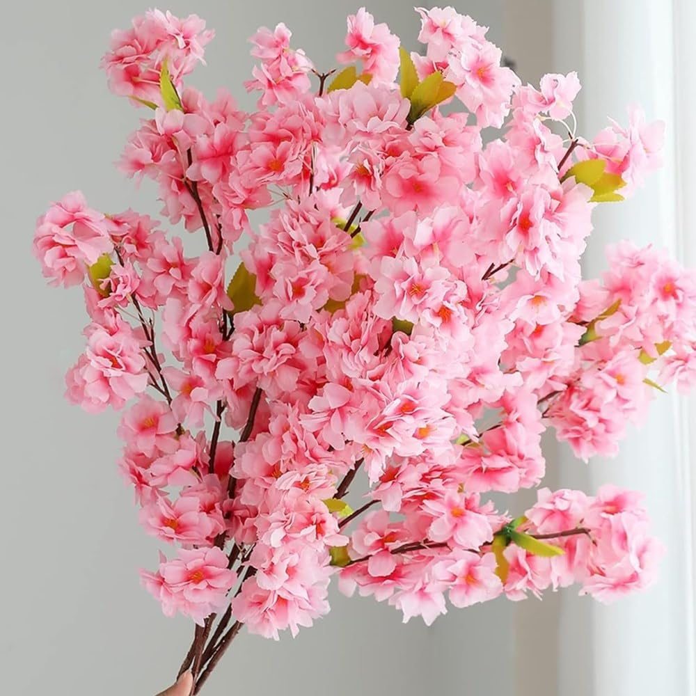 Kit 10 Buquê De Flores De Cerejeira Artificial , Flor De Pêssego rosa , Estilo oriental Para Decoração De Casamento 65CM