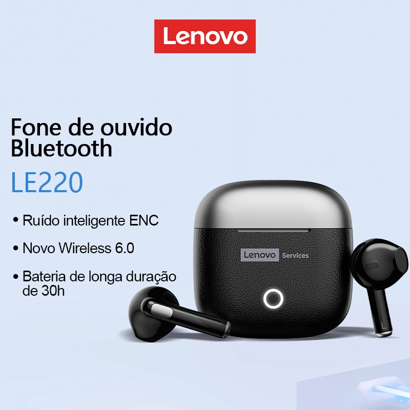 Lenovo LE220 Fone De Ouvido Bluetooth Textura De Couro Efeitos Sonoros Espaciais Até 30 Horas De Vida Útil Da Bateria Fo em Oferta na Shopee