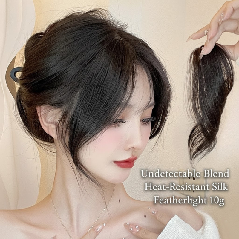 Bonito Franja Peruca Peça Invisível Sem Costura Extensão De Cabelo Clipe De Lateral Para Mulheres Primavera Moda Olhar