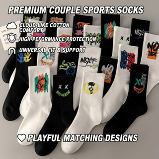 Meias Esportivas Para Casal , 1 Par De Padrão Aleatório-Algodão Macio , Secagem Rápida , Antiderrapante Academia E Uso D em Oferta na Shopee