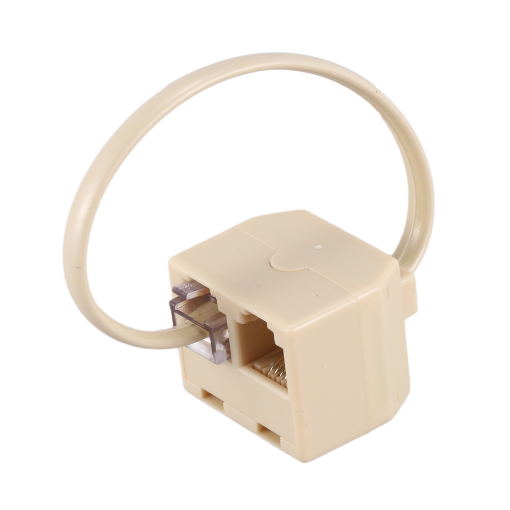RJ11 6P4C Adaptador Divisor De Linha De Tomada De Telefone De 2 Vias Bege