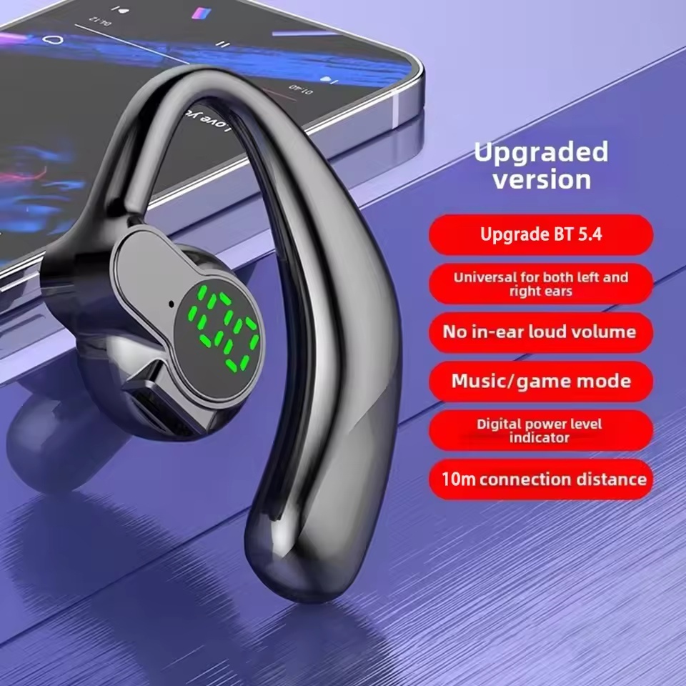 180 ° Fone De Ouvido Sem Fio Bluetooth 5.4 Handsfree Cancelamento Ruído Rotativo Esporte Display Digital Fones Único Gan