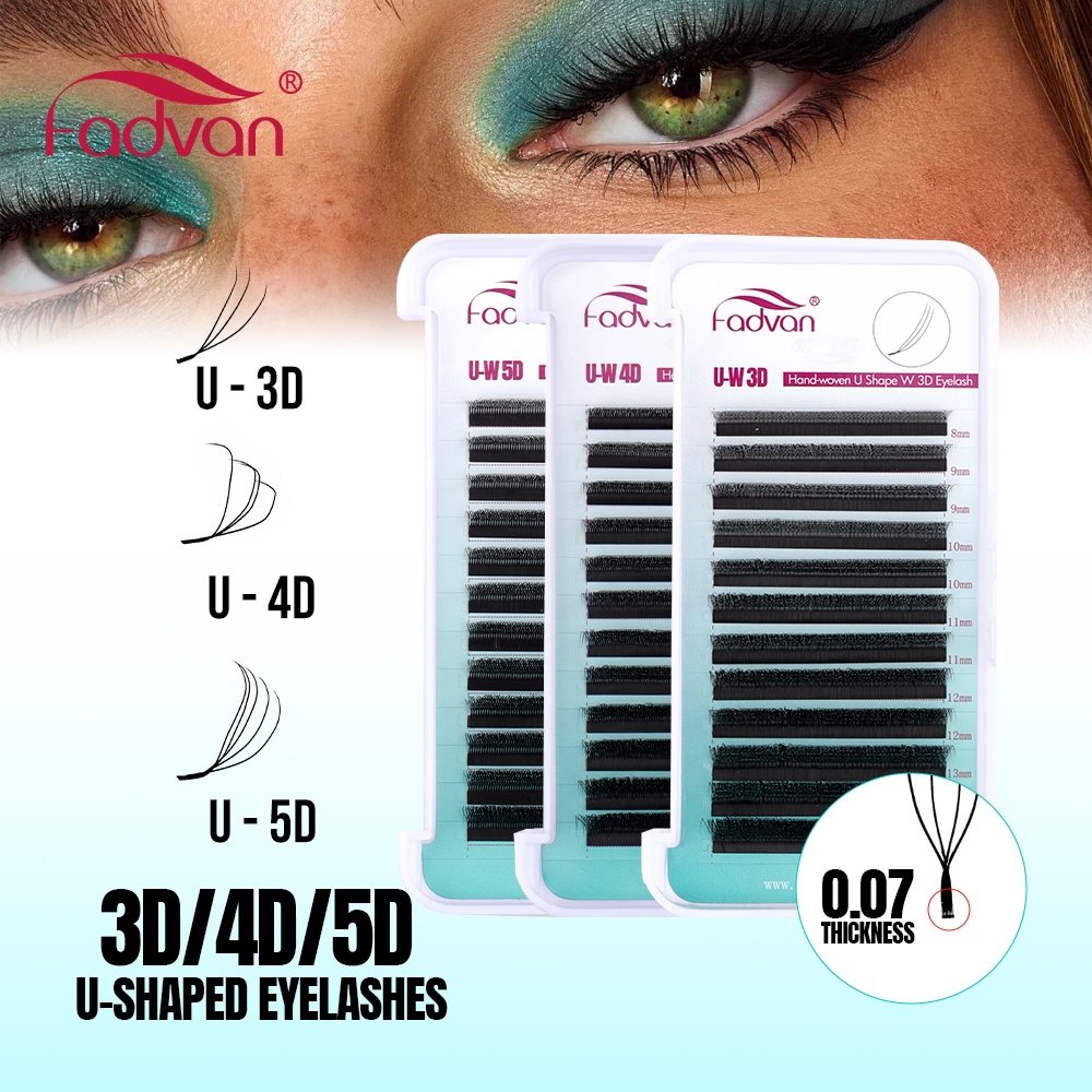 FADVAN U Shape Lashes Mix 3D 4D 5D Volume Preamde Fãs Extensão De Cílios Maquiagem Beleza Para Salão De em Oferta na Shopee