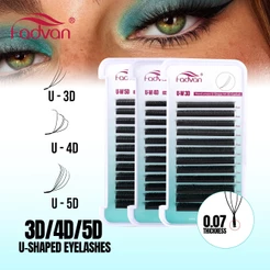 FADVAN U Shape Lashes Mix 3D 4D 5D Volume Preamde Fãs Extensão De Cílios Maquiagem Beleza Para Salão De