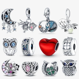 Prata S925|Pingente de charme requintado da moda|Vestido Princesa|Coruja Coruja Coruja Coruja|Coração Vermelho|Acessório em Oferta na Shopee