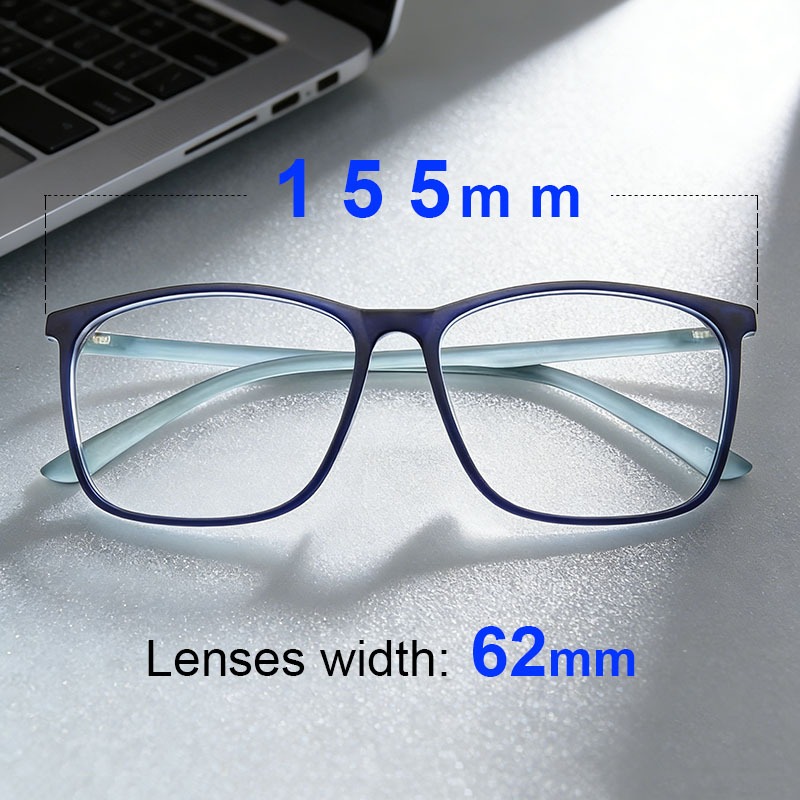Simples Desigh Óculos Quadro Lente De Bloqueio De Luz Azul Óptico Grande 155MM Ultraleve TR90 Quadrado Masculino Feminin
