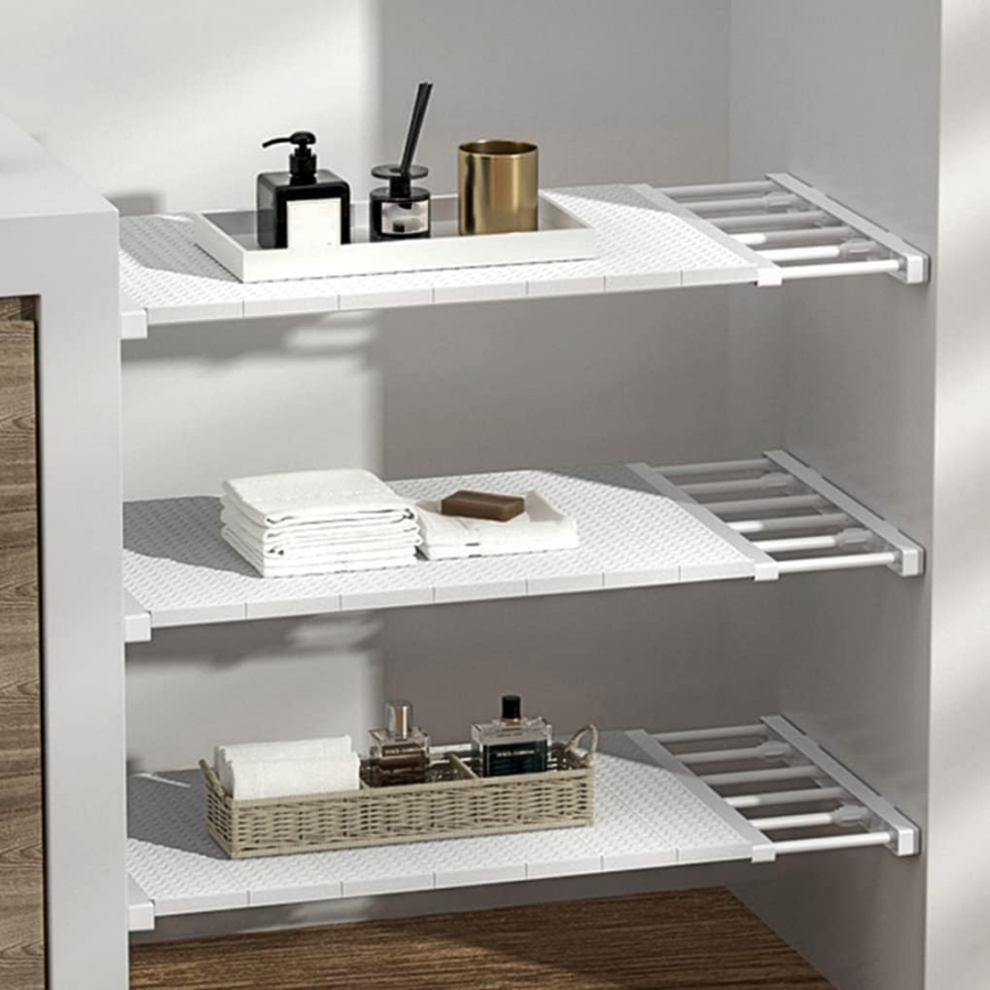 Organizador Prateleira Inteligente Retrátil portátil 53 a 90 cm Aço inoxidável Branca Extensível Largura 30cm em Oferta na Shopee